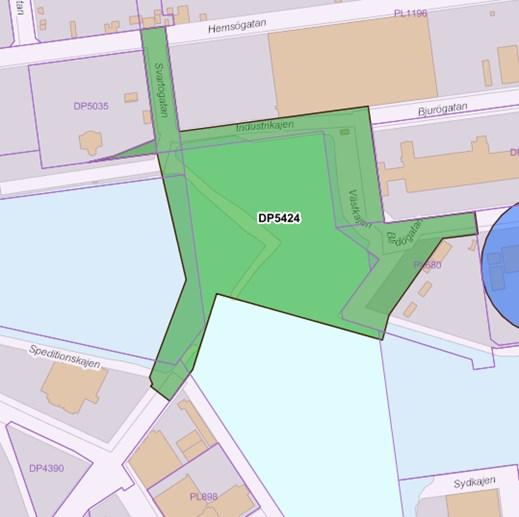 Detaljplan DP 5424 (Antagen/Godkänd men ej lagakraft) för del av HAMNEN 22:164 (verksamhetsområde och ny bro).