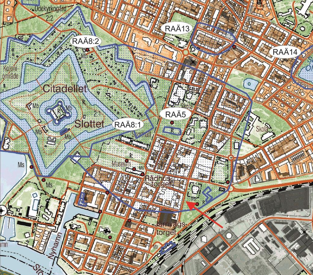 1540-1550-talet, fästning och skans med inre vallgrav från 1500-talet och en yttre vallgrav från 1600-1700-talet, St Görans Hospital och St Olofs kapell med gravplats.