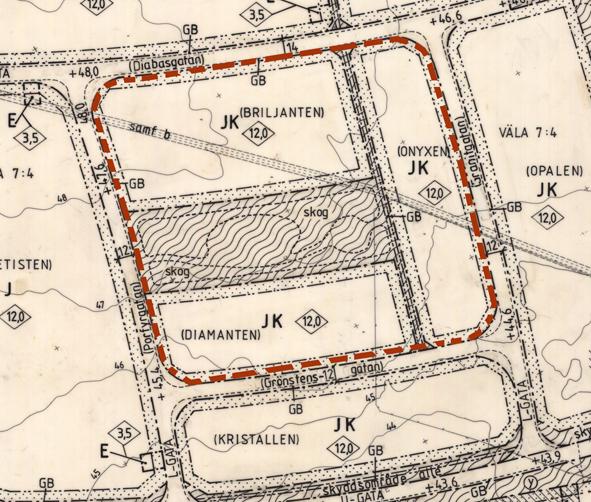 Antagandehandling Utsnitt ur gällande detaljplan. Planområdets avgränsning i röd ram.