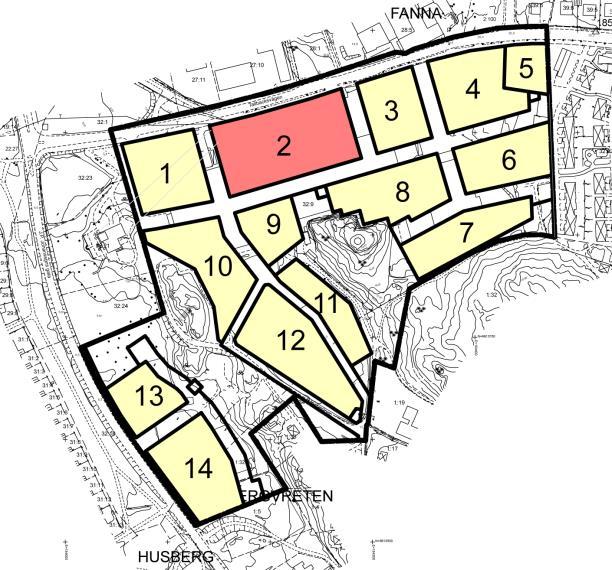- Planbeskrivning för Fanna 32:9 m fl (f d Bahco) - 17(21) Orienteringsbild över kvartersnummer Parkering Inom planområdets norra del planeras ett större parkeringsgarage som kommer vara en