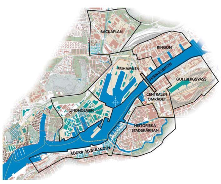 av att en del av den prognostiserade tillväxten av kontorssysselsättning i de centrala delarna hamnar utanför Älvstaden, särskilt i de kontorsmiljöer som finns i Övriga innerstaden i form av till