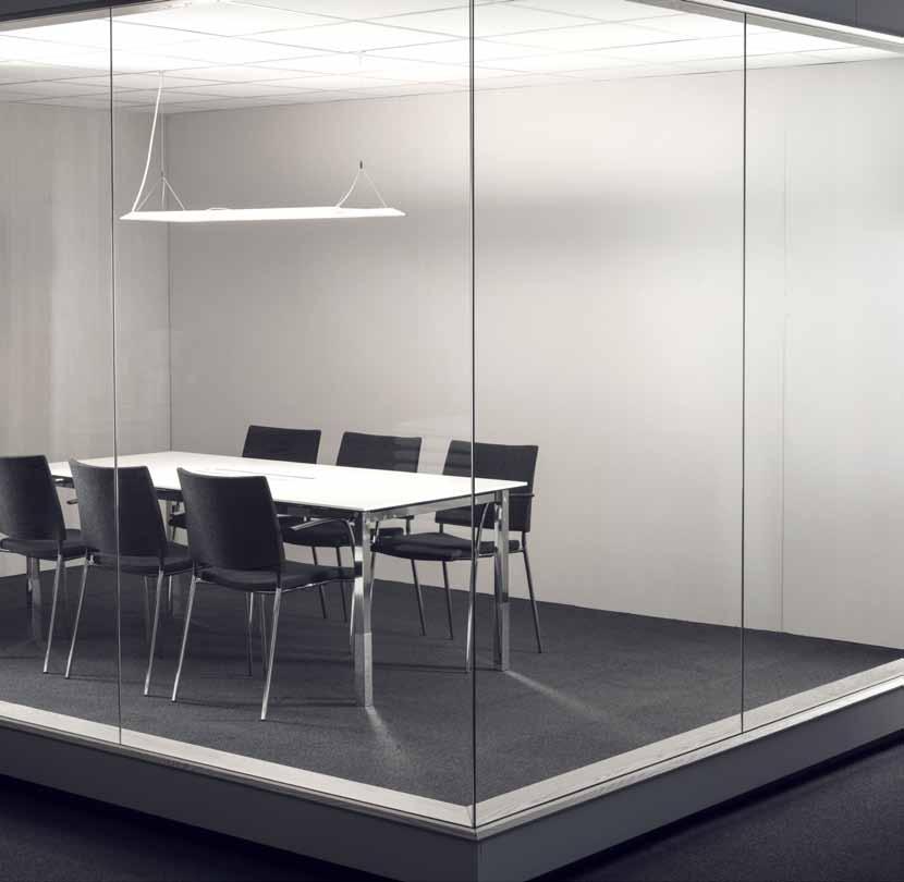 Glass partitions Morgana s system is based on five different ways to use the glass walls in the room