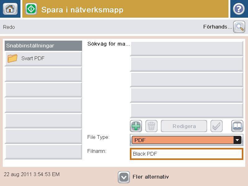 5. Tryck på Fler alternativ om du vill ändra inställningarna för dokumentet. 6. Spara filen genom att trycka på Starta. OBS!