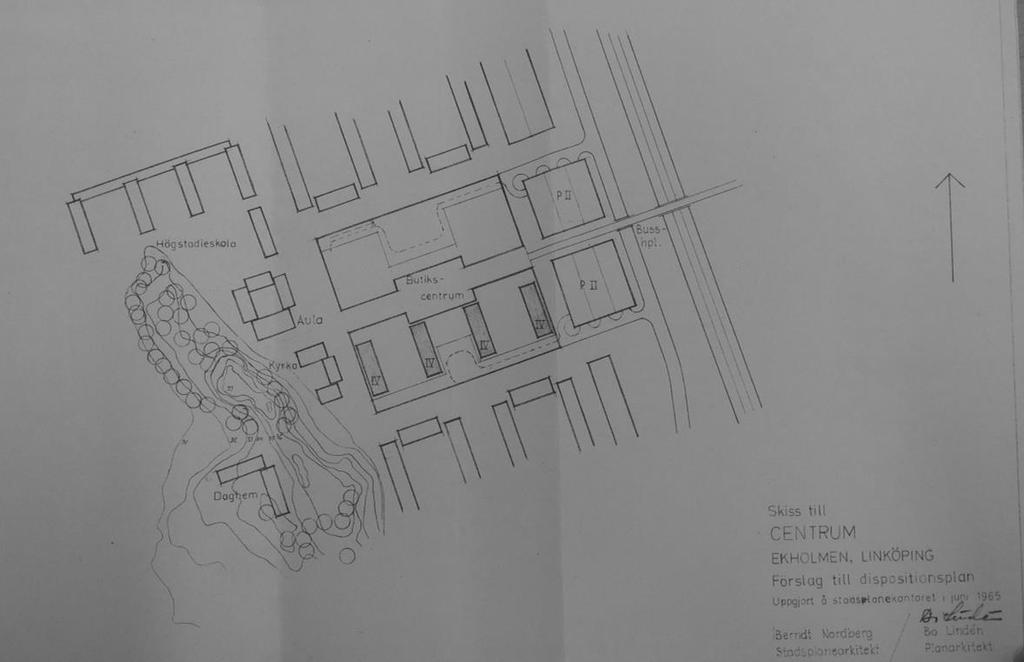 Plan från 1965 som visar Ekholmens centrum.