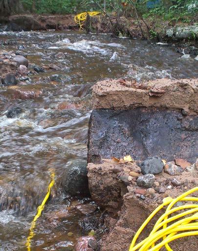 Miljön utgörs av en kortare strömsträcka med begränsad fallhöjd och långsamt strömmande vatten med en del större spridda block och inslag av sand på botten.