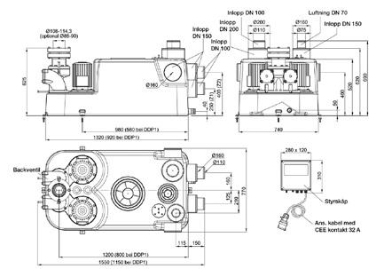 ACO Box Concept Lift Fettavskiljarmiljö Pumpstationspaket i PEHD för inomhusinstallation, fristående MULI STAR DDP 1.