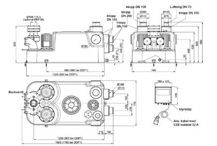 7 Pumpstationspaket ACO Box Concept Lift Allmän miljö i PEHD för inomhusinstallation, fristående MULI STAR DDP 1.