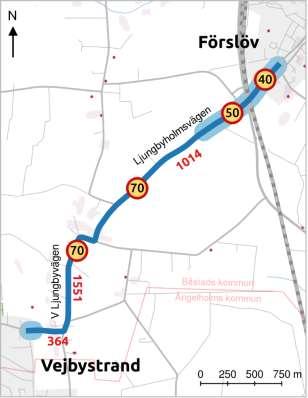 Förslöv-Vejbystrand Berörda kommuner: Båstads kommun, Ängelholms kommun Objektsid för kartreferens: 25 Öppet för trafik: Mellan 2027 och 2029 Ungefärlig kostnad: 14 miljoner kronor varav kommunen