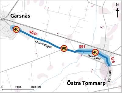 Gärsnäs - Ö Tommarp Berörda kommuner: Simrishamns kommun Objektsid för kartreferens: 108 Öppet för trafik: Mellan 2021 och 2023 Ungefärlig kostnad: 9 miljoner kronor varav kommunen står för hälften.