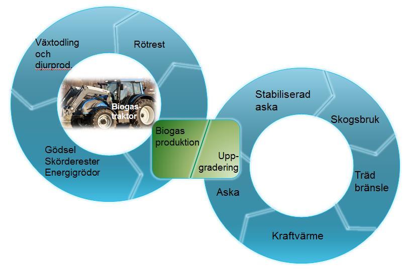 Uppgradering med aska från trädbränslen Dubbel nytta Använder en restström från samhället för att rena biogas från både CO2 och H2S.