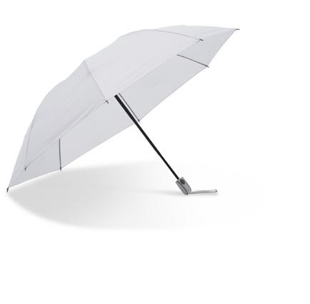 Paraply Ply Kompaktparaply med åtta stycken 2-delade paneler, vilket gör det extra vindtåligt. Panelerna är kantade med ett 2 cm brett reflexband.