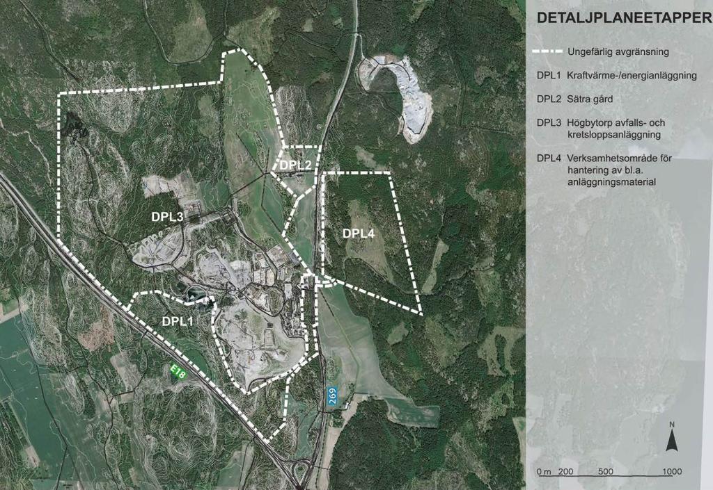 Sida 9 av 28 förutom kraftvärme- och biogasanläggning ytterligare tre detaljplaneetapper: Sätra Gård, Högbytorp avfalls- och kretsloppsanläggning (utveckling av Ragn-Sells verksamhet) samt