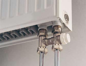 Radik ALLMÄNN INFORMATION - ventil kompakt Värmesystem med dubbelrör Vid användning av radiatorn i utförandet VENTIL KOMPAKT är det nödvändigt, för att den skall fungera på rätt sätt, att ventilens