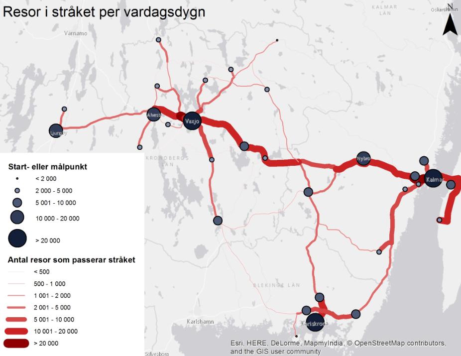 22 Trivector Traffic regionen. Sammanlagt reser regionens invånare ca 33 miljoner km per dag, varav ca 25 miljoner sker med bil som färdsätt.