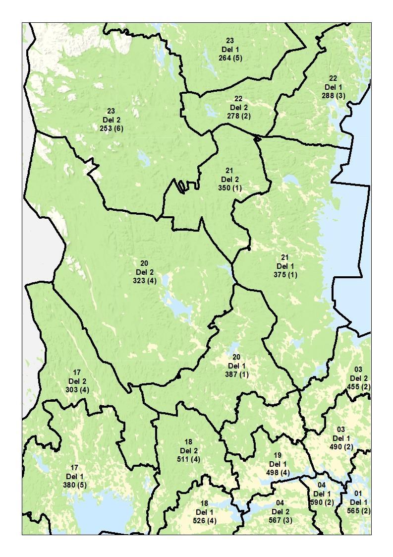 Län: Dalarna (20), Gävleborg (21). Skogsmark kr/m 3 sk.