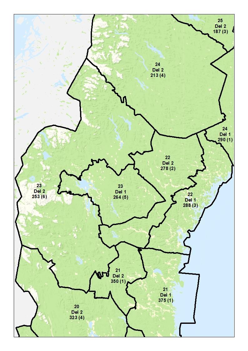 Län: Västernorrland (22), Jämtland (23). Skogsmark kr/m 3 sk.