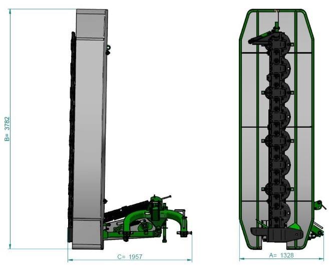 Tekniska specifikationer Specifikation OptiCut 280 OptiCut 320 Arbetsbredd 2800 mm 3200 mm Effektbehov 60 hk 80 hk Antal skivor 7 8 Antal knivar 14 16 Traktor klass II eller III Rotationshastighet