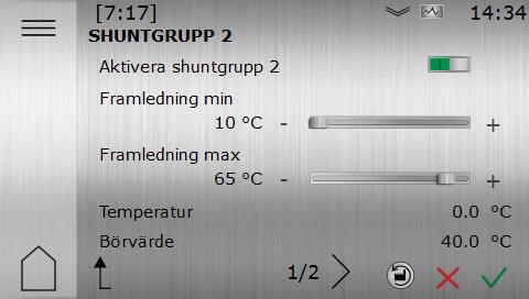 För att få tillgång till oh aktivera distributionskrets 2 i det här exemplet, måste du först ange åtkomstkoden som finns i driftsättningsguiden.