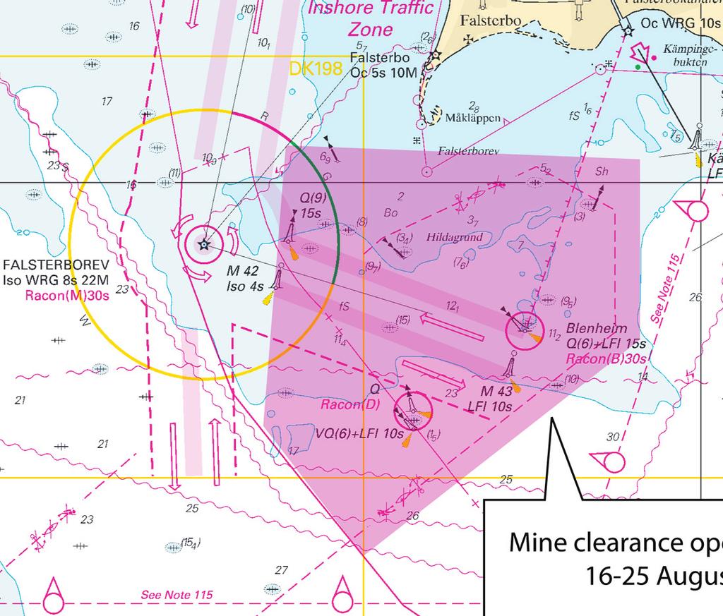 13 Nr 316 * 6570 (T) Sjökort/Chart: 7, 74, 8, 921 Sverige. Södra och Sydvästra Östersjön. Öresund. S om Falsterbo. Ammunition och minröjning.