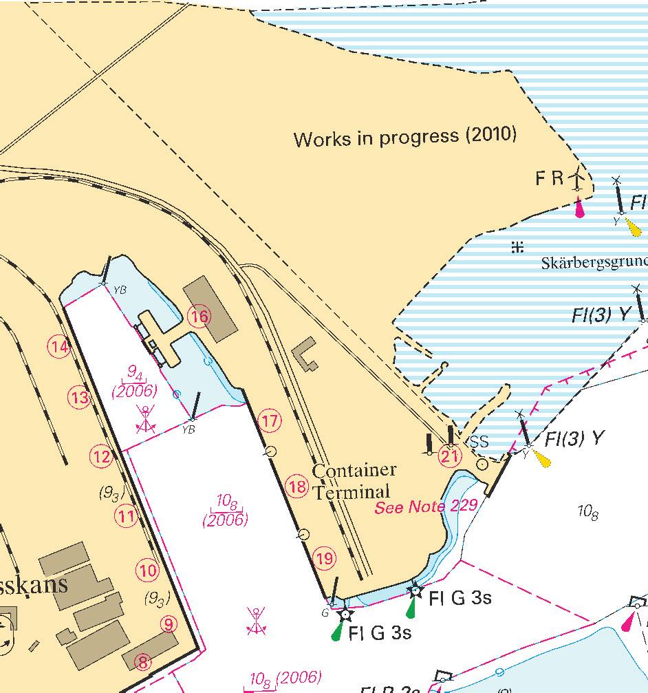 3 Nr 316 UNDERRÄTTELSER / NOTICES Bottenhavet / Sea of Bothnia * 6568 Sjökort/Chart: 534, 5341 Sverige. Bottenhavet. Gävle. Fredriksskans. Arbetsområde. Utmärkning utlagd.