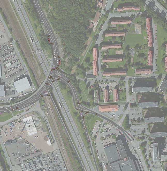 3.1.2 Alternativ 3: Två körfält mot väg 40 och ingen signal i korsning 3 I detta alternativ breddas vägen ut till två högersvängfält mot väg 40 på samma sätt som i alternativ 1.