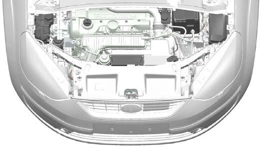 Underhåll ÖVERSIKT - MOTORRUM - 2.5L DURATEC-ST (VI5) A B C D E E73232 I H G F A B C D E F G H Kylsystemets expansionstank: Se Kontroll av kylvätska (sida 215).