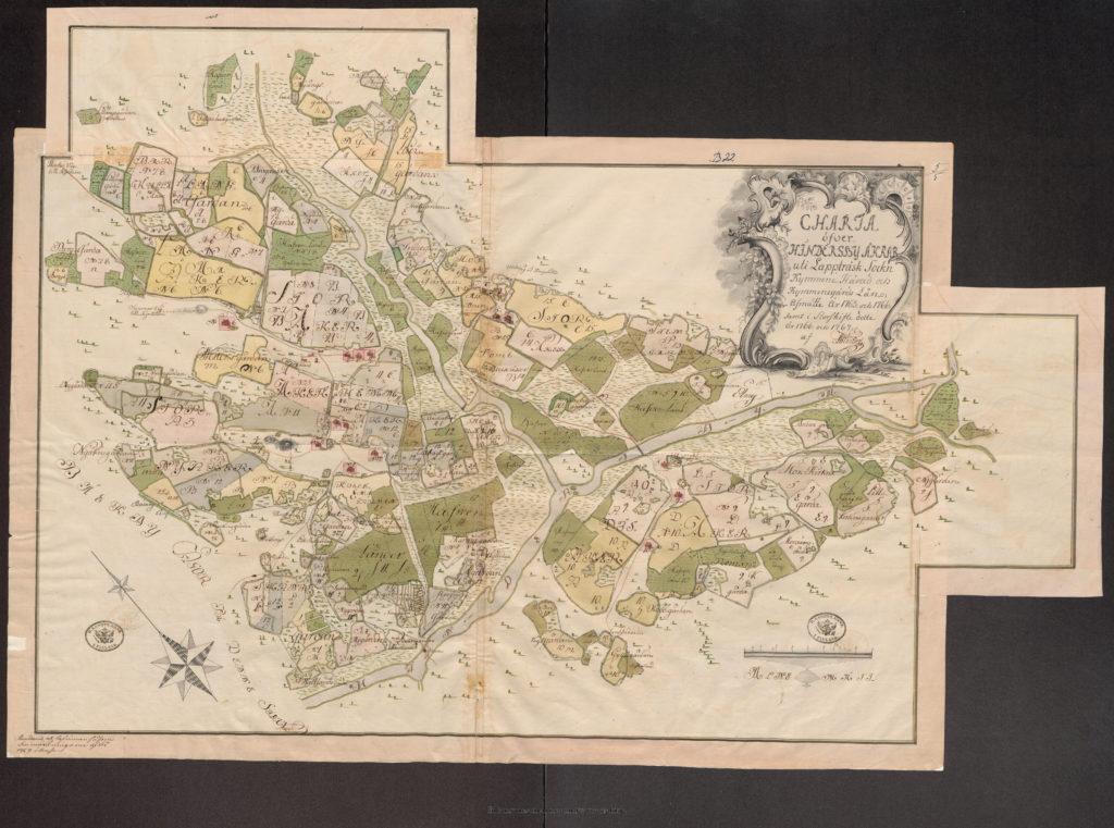 Hindersby karta 1766 Kartan från storskiftet (det första) år 1766 var inte så radikalt men det fina
