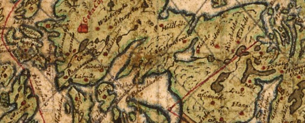 Även om det har skett förändringar, har bebyggelsens utbredning och karaktär har bestått (Skogsjö 2012a, s. 11). 1600-talet En mycket detaljerad karta över Åland framställd av Hans Hansson (d.