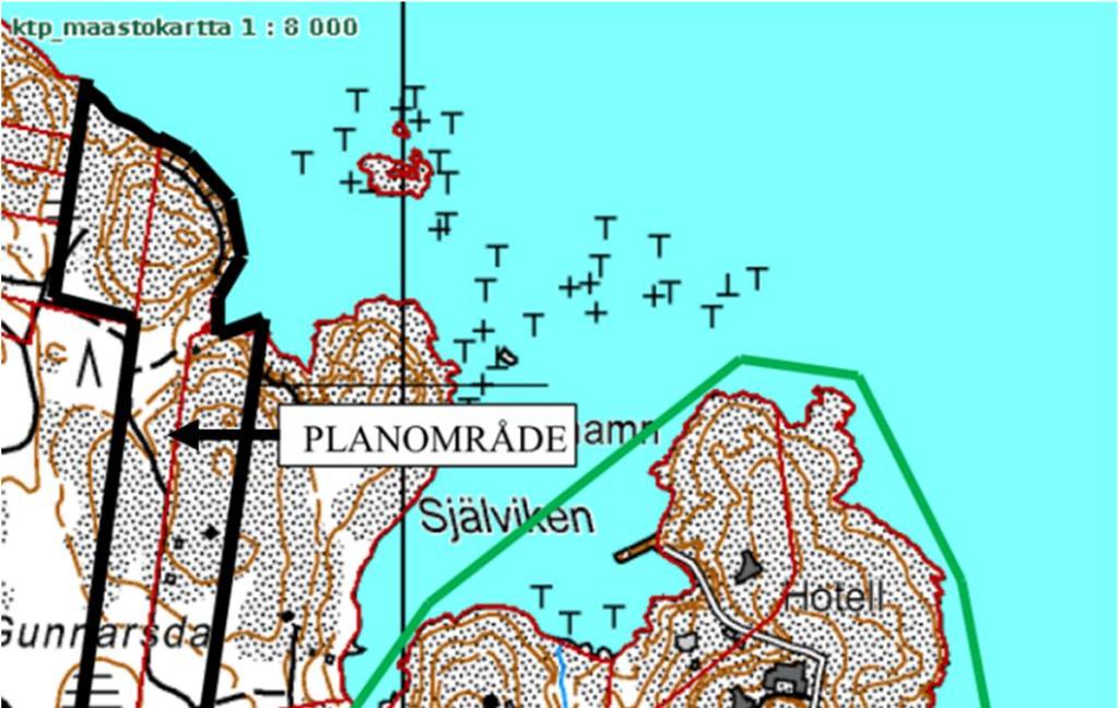 2. FÖRUTSÄTTNINGAR OCH PLANFÖRSLAGET 2.1 OMRÅDESBESKRIVNING Planområdet ligger i Dånö by, Geta kommun, väster om Själviken, i nära anslutning Havsviddens befintliga hotell- och fritidsområde.