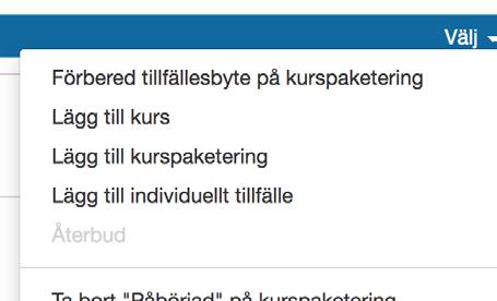 Under utbildningen: Individuellt åtagande Kurs som ges för en person vid ett tillfälle.