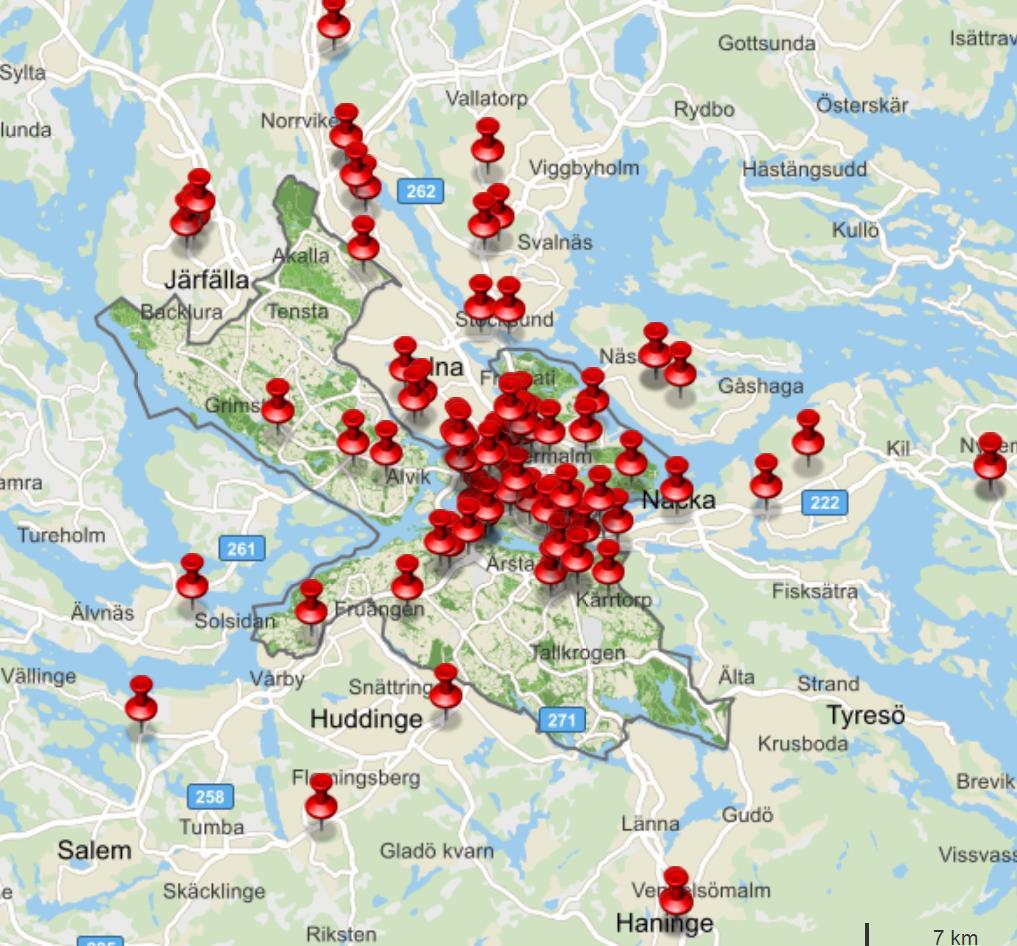 Stockholms stad ca 100 skolor därav kommunala 30 st