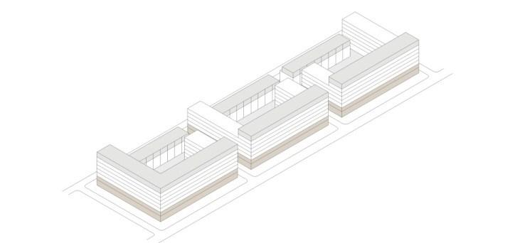 Sida 24 (46) fjärde våningen brytas upp för att framhäva en trevåningsskala från stadsradhusgatan.
