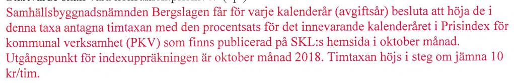 8 Tmcenivån skall värdesäkras med en indexuppräkning för att kompensera Samhällsbyggnadsnämnden Bergslagens ekonomi för framtida kostnads'..,.tveckling.