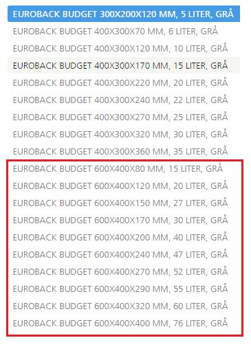 Bild 2: Runelandhs produkterbjudande av Euroback lådor. Produkten Lösningen på problemet behöver vara någon form av en transportvagn där lådorna kan förvaras vid transport.
