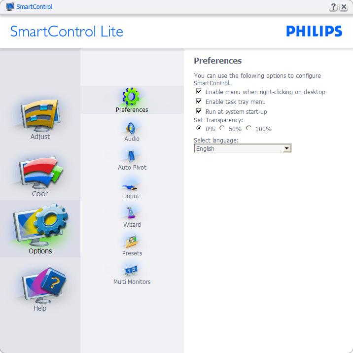 3. Bildoptimering Options>Input (Alternativ>Inmatning) - är endast aktivt när Inmatning väljs i rullgardinsmenyn Options (Alternativ).