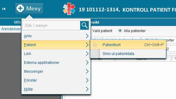 1.5. Patientkort I Patientkortet registreras och ändras patientens administrativa uppgifter. Bild 10.