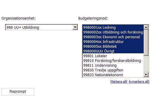 markera en följd av parametrar exempelvis stödverksamheten genom att: markera den första parametern > hålla shift-knappen nedtryckt > markera den sista parametern i