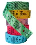 Garderobsbiljetter En tvådelad biljett för användning i garderober för säker hantering av kläder och tillhörigheter. Produkt: Garderobsbiljetter Versioner: Lagerförs i 2 delar, 1-500 och 501-1.000.