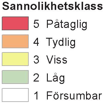 Sannolikhetskarta Hög skredrisk Behov av åtgärd för befintliga byggnader och anläggningar klarläggs med detaljerad stabilitetsutredning.