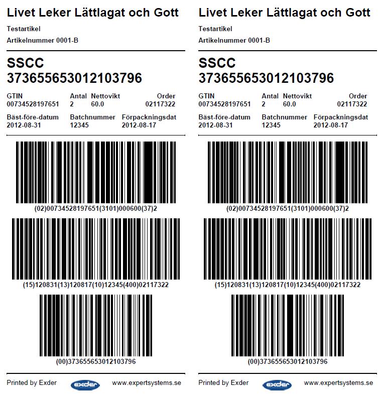 Senast Uppdaterad: 12-10-08 Exder Åhléns Grossist Sida 15 av 24 Så här ser etiketterna ut när ni skrivit ut dem.