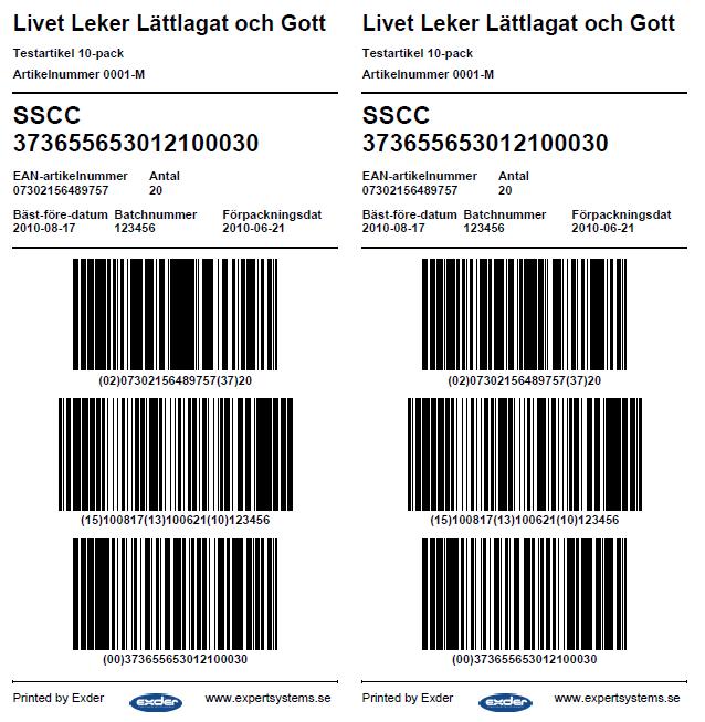 Senast Uppdaterad: 12-10-08 Exder Åhléns Grossist Sida 17 av 24 Så här ser etiketterna ut när ni skrivit ut dem.