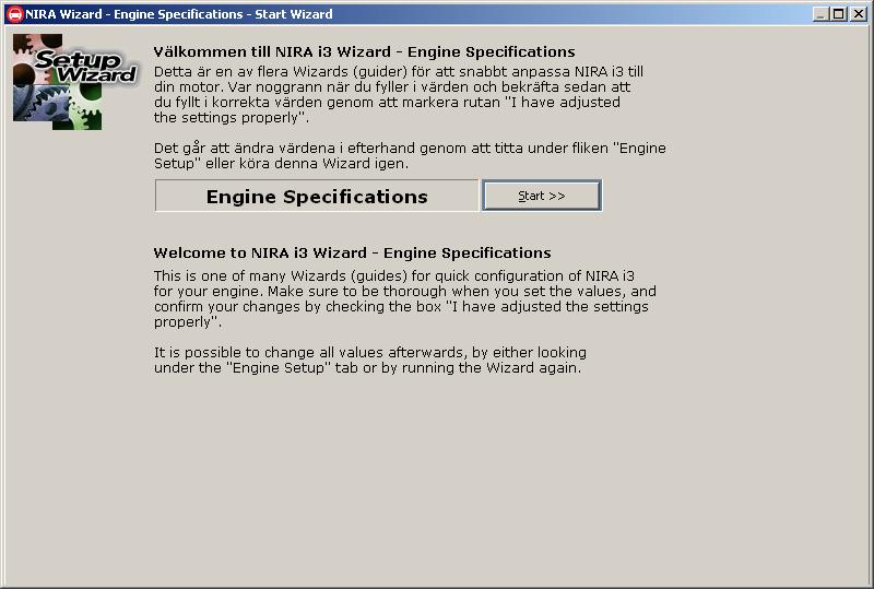4.2.3 Wizards Har du valt att starta från defaultinställning (se föregående stycke), är du tvungen att genomgå alla Wizards innan du får ladda dina inställningar till NIRA i3+.