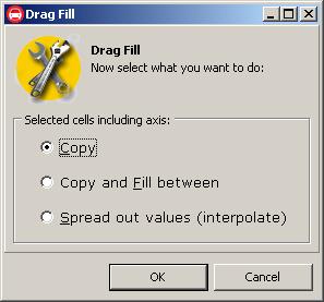 Bild 4-16: Drag Fill: Fyller axel- och tabellceller.