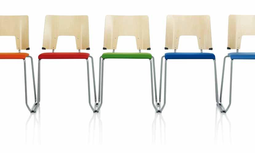 GRIP Design Mikko Halonen OT0017 Grip chair materials: The form-pressed seat and backrest are laminate-coated or lacquered birch or beech veneer. Upholstered seat cushion also available.