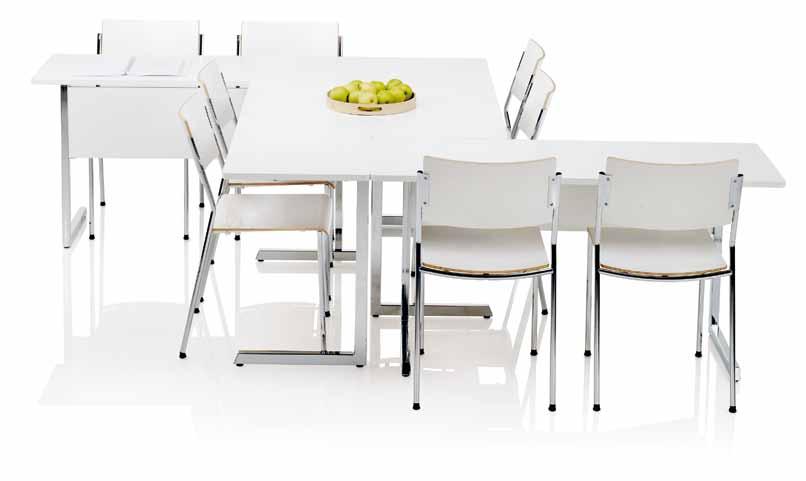 Materials: Tops coated lacquered birch or beech veneer or laminate. The modesty panel is made of veneer with melamine or beech coating. Metal base either chromed or grey.