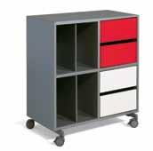 THE BROAD RANGE OF FRAMES IS COMPLEMENTED BY COLOURFUL DOORS AND DRAWERS.