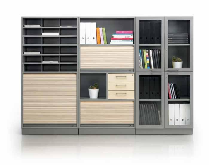 Combo cabinets are available with or without traditional doors, glass doors or with vertical or lateral rollers or sliding doors that are handy in