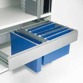 Accessories: Pedestals, pigeonhole modules, filing cassette, filing trolley and rack, magazine rack, binder support, wardrobe mirror, transfer handle, CD
