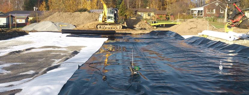 MIA Geomembran LDPE Byggkonstruktion Damm och kanal Används för mindre dammar och täta infiltrationsbäddar.