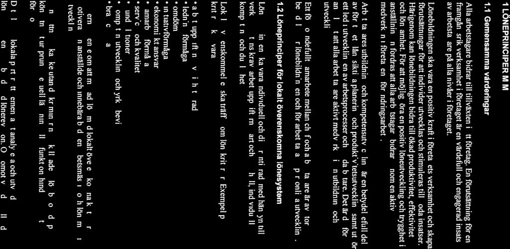 Bilaga 3 1 LÖNEPRINCIPER M M 1.1 Gemensamma värderingar Alla arbetstagare bidrar till tillväxten i ett ffiretag.